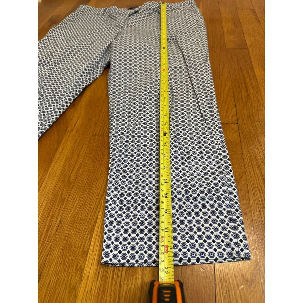 Darjoni Navy White Geometric Medallion Ankle Pants Womens 14 Cotton Stretch